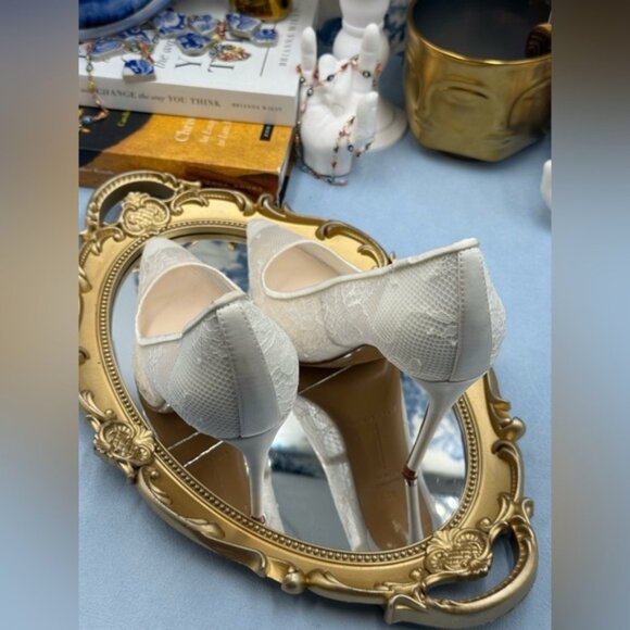 🆕 BLACK SUEDE STUDIO 🧿 NWOB Gia 100 Lace Pointed Toe Pumps, Sz 37 US 7 - Picture 11 of 16